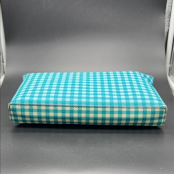 J. Crew Checkered Clutch - Blue and Green Coated Leather NEW - Picture 7 of 14